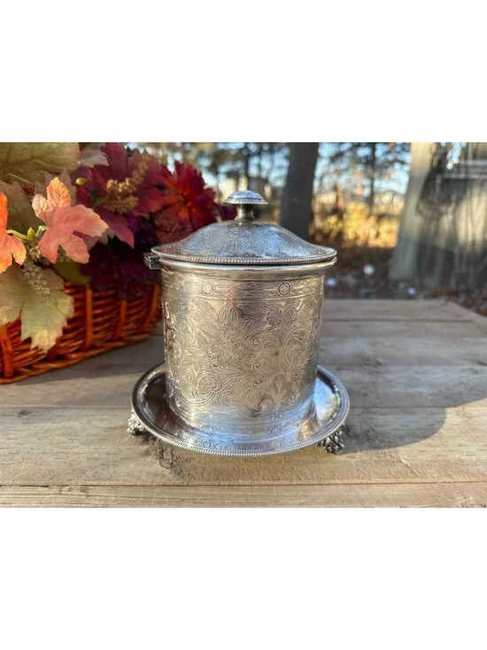 Antique English Silver Plate Biscuit Barrel by Birks Rideau Plate Footed, C.1900 - Picture 5 of 14